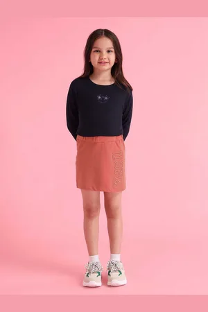 Ralph Lauren Girls Solid Self Design Pure Cotton Straight Mini Skirt