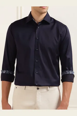 Eton Men Spread Collar Solid Cotton Slim Fit Formal Shirt