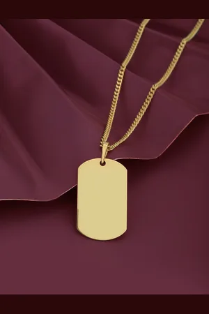 Carlton London Men 18kt Gold Plated Contemporary Pendant with Chain