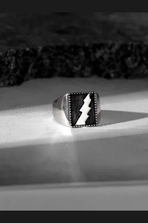 GIVA Men 925 Sterling Silver Rhodium-Plated Oxidised Adjustable Finger Ring