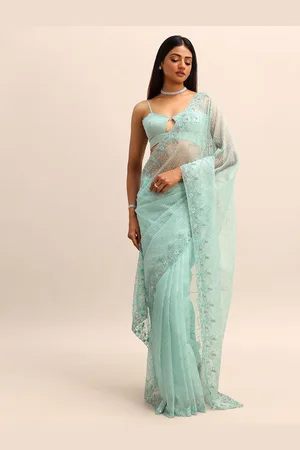 KALKI Fashion Embellished Embroidered Organza Saree