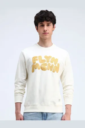 Flying Machine Men Typography Printed Round Neck Cotton Pullover Sweatshirt