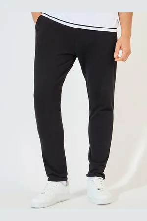 Styli Men Slim Fit Pique Knit Pants with Roll Up Hem