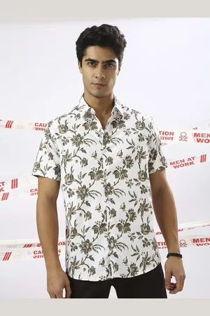 VALEN CLUB Men India Slim Spread Collar Floral Printed Cotton Casual Shirt