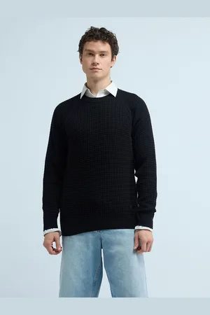 Flying Machine Men Pure Cotton Cable Knit Pullover