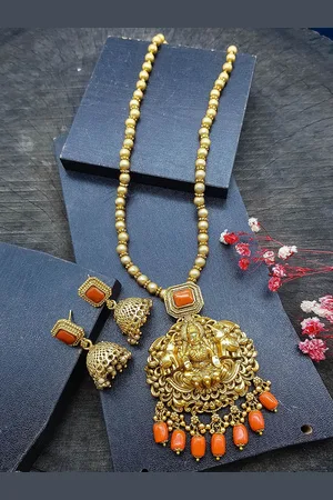 GRIIHAM Gold-Plated Beaded Necklace & Earrings