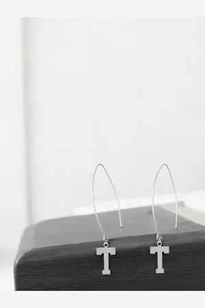 GoldNera 925 Sterling Silver Alphabet Contemporary Drop Earrings