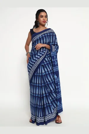 ZARI Ethnic Motifs Pure Cotton Bagru Saree