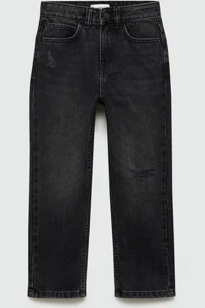 MANGO Boys Cotton Straight Fit Mildly Distressed Light Fade Jeans