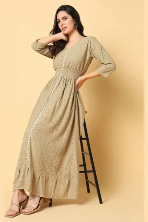 SHOWOFF Women Self Design Fit & Flare Maxi Dress