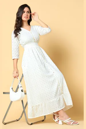 SHOWOFF Women Self Design Fit & Flare Maxi Dress