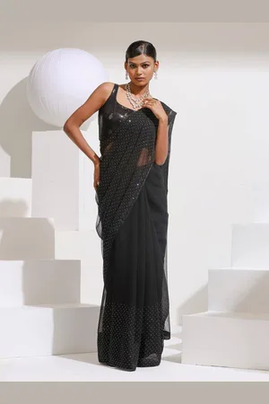 Swtantra Embellished Beads and Stones Poly Chiffon Saree
