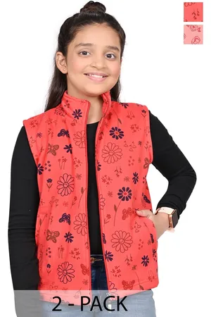 BAESD Girls Mock Collar Floral Printed Fleece Casual Open Front Jacket
