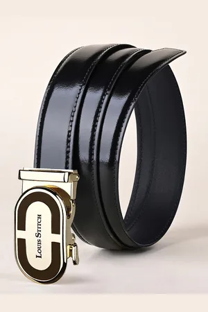 LOUIS STITCH Premium VT Leather Men Auto Lock Buckle Belt