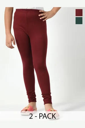 KAYU Girls Solid Pack Of 2 Ankle-Length Lenggings
