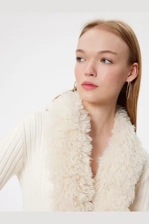 Koton Women Ribbed V-Neck Cardigan