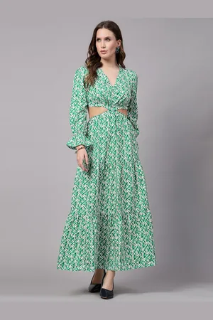 Aayu Floral Printed With Cut-Outs Detail Maxi Dress
