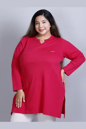Cupid Women Solid Longline Plus Size Top