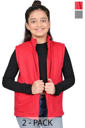 BAESD Girls Pack Of 2 Mock Collar Solid Fleece Casual Open Front Jackets
