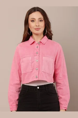 NoBarr Women Spread Collar Solid Cotton Casual Denim Jacket