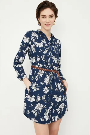 Max Collection Women Floral Printed Pure Cotton Shirt Dress
