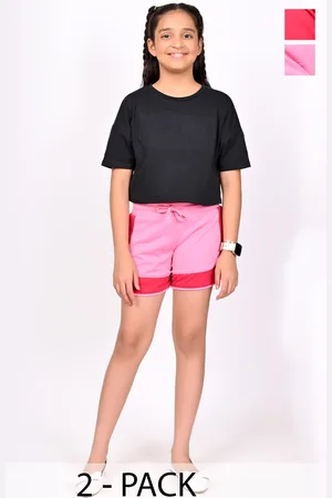 BAESD Girls Solid Regular Fit Mid-Rise Shorts