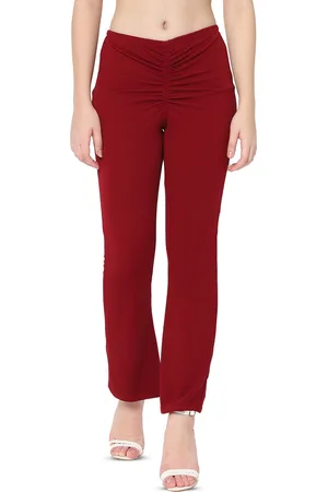 BAESD Women Relaxed Straight Leg Skinny Fit High-Rise Wrinkle Free Bootcut Trousers