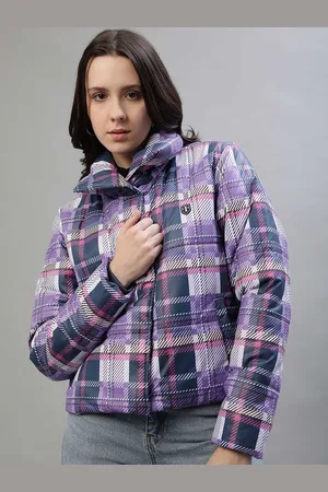 ICONIC Women Checked Longline Bomber Jacket