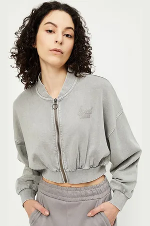 Max Collection Women Stand Collar Solid Cotton Casual Denim Jacket
