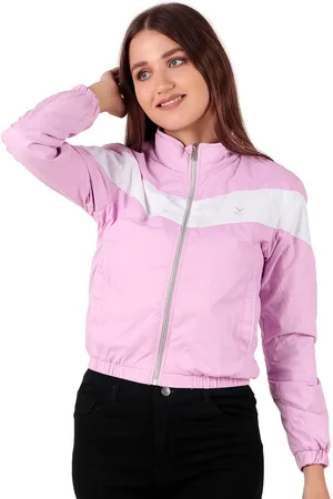 Brazo Women Colourblocked Windcheater Mandarin Collar Puffer Jacket