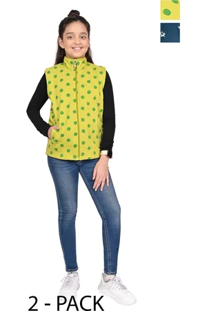 BAESD Girls Pack Of 2 Mock Collar Floral Printed Fleece Casual Open Front Jackets