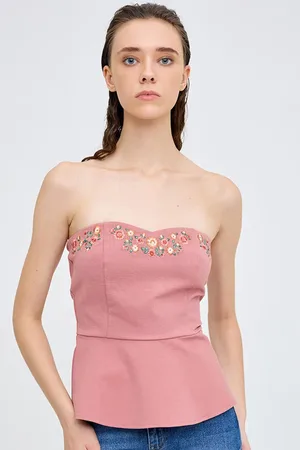 COVER STORY Embroidered Peplum Top