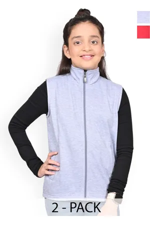 BAESD Girls Pack Of 2 Mock Collar Solid Fleece Casual Open Front Jackets