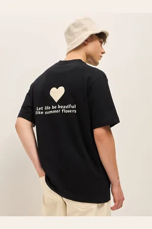 The Bear House Typography Printed Drop Shoulder Sleeves Cotton Oversized T-shirt