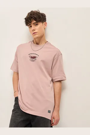 The Bear House Typography Printed Drop Shoulder Sleeves Cotton Oversized T-shirt