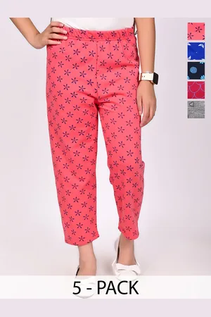 BAESD Girls Pack Of 5 Printed Cotton Regular Trousers