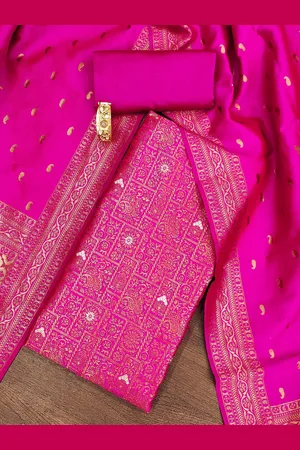 Kalini Floral Woven Design Zari Work Jacquard Silk Unstitched Dress Material