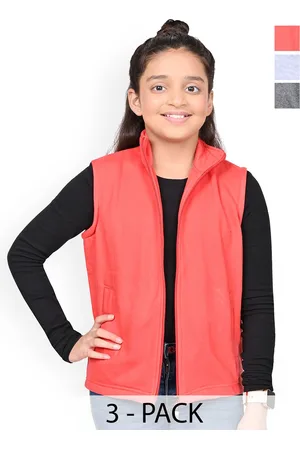 BAESD Girls Pack Of 3 Mock Collar Solid Fleece Casual Open Front Jackets