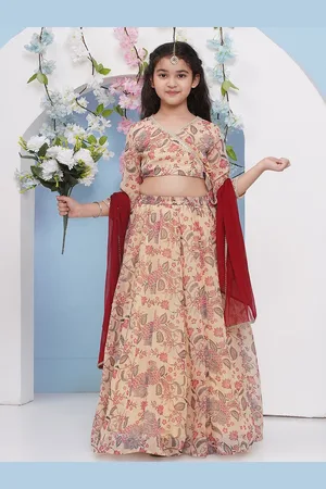 Bhama Girls Printed Ready To Wear Lehenga & Blouse With Dupatta