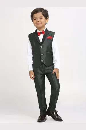 YK Boys Solid Three Pieces Suit With Shirt