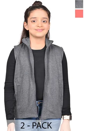 BAESD Girls Pack Of 2 Mock Collar Solid Fleece Casual Open Front Jackets