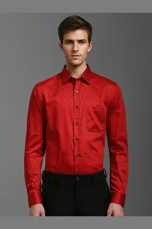 Louis Philippe Men Spread Collar Micro Ditsy Printed Cotton Slim Fit Formal Shirt