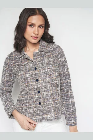 AND Self Design Spread Collar Long Sleeves Tailored Jacket