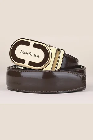 LOUIS STITCH Premium VT Leather Men Auto Lock Buckle Belt