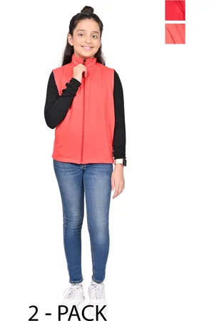 BAESD Girls Pack Of 2 Mock Collar Solid Fleece Casual Open Front Jackets