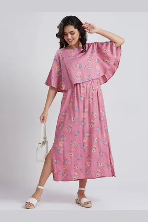 DUMMY SHAPE Women Maternity Maxi Dress With Attached Feeding Cape Cover