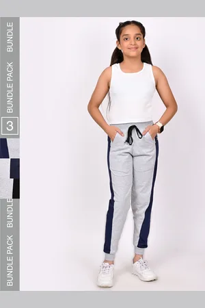 BAESD Pack Of 2 Girls Cotton Relaxed Fit Mid Rise Joggers