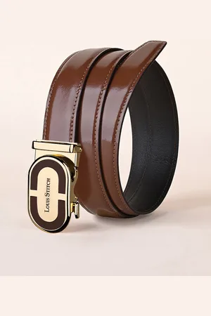 LOUIS STITCH Premium VT Leather Men Auto Lock Buckle Belt