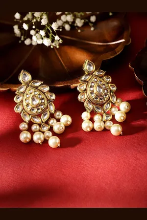 Priyaasi Gold Plated Pearls Drop Earrings