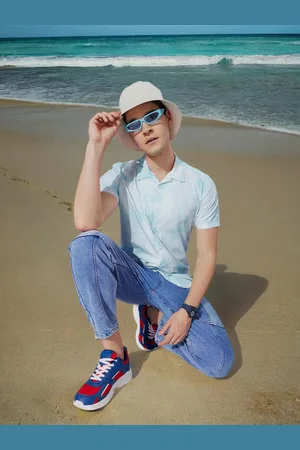Mast & Harbour Shady Blue Pure Cotton Tie & Dye Vacay Tied Up Bucolic Effects Shirt